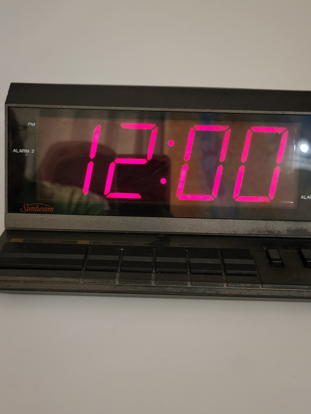 Sunbeam Digital Alarm Clock with Bright Pink LED Display